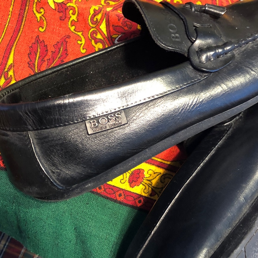 BOSS Classic Black Leather Loafers